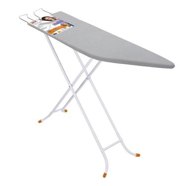 Imagem de Tábua de Passar Roupa Utimil Ajustável com Ponta e Suporte para Ferro – Branco/Cinza