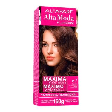 Imagem de Tintura Creme Altamoda Alfaparf Castanho Luminoso Claro 6.7 Kit