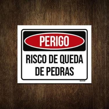 Imagem de Placa Perigo Risco De Queda De Pedras 27X35