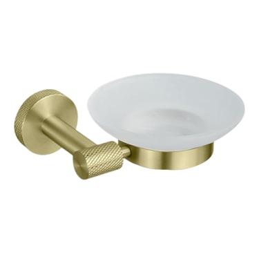 Imagem de Suporte de toalha de parede personalizado em aço inoxidável dourado escovado, roupão de banho, saboneteira, escova de lavar louça, conjunto de banheiro (saboneteira)