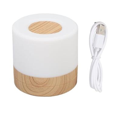Imagem de Touch lâmpada noturna recarregável LED Night Light Stepless Dimmable 3 Temperaturas de cores Padrão de grão de madeira para o berçário Bedroom Abs Material