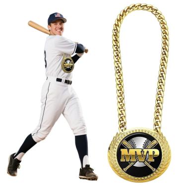 Imagem de Colar de troféus: corrente de beisebol, medalha MVP, prêmio de 15 cm