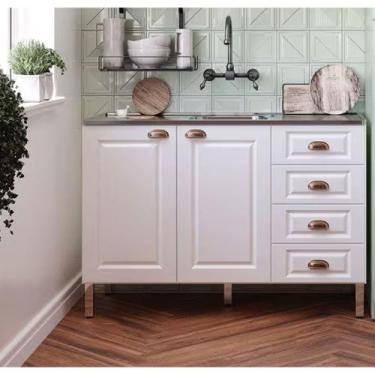 Imagem de Balcão Projetado de Pia 120cm 2 Portas 4 Gavetas (sem Tampo) Cristal L