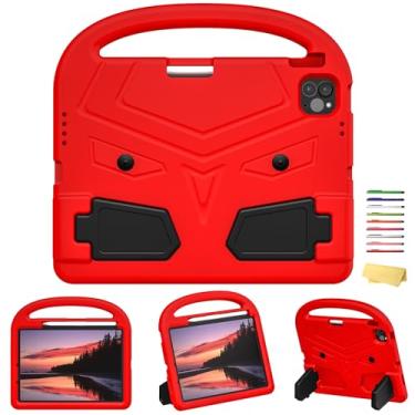 Imagem de UUcovers Capa infantil para iPad Pro de 11 polegadas M4 (2024) - 5ª geração, com suporte para lápis/suporte/alça/suporte dobrável, leve e macia, espuma vinílica acetinada, à prova de choque, capa para
