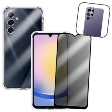 Imagem de Kit Capa Anti Impacto, Película Privacidade 3D e Protetor de Lente para Samsung Galaxy A25, Transparente