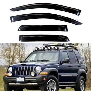 Imagem de KPY Viseiras de janela compatíveis com Jeep Liberty (KJ) 2002-2007, 4 peças de proteção contra chuva defletores de ventilação lateral estilo fita adesiva, 2002 2003 2004 2005 2006 2007