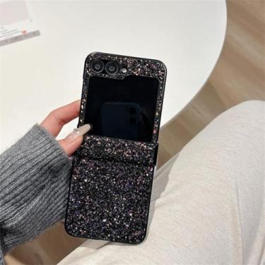 Imagem de Capa para Samsung Galaxy Z Fold6 com glitter luxuoso, diamante, céu estrelado, brilhante, à prova de choque, dobradiça protetora (para Samsung Galaxy Z Fold6/preto)