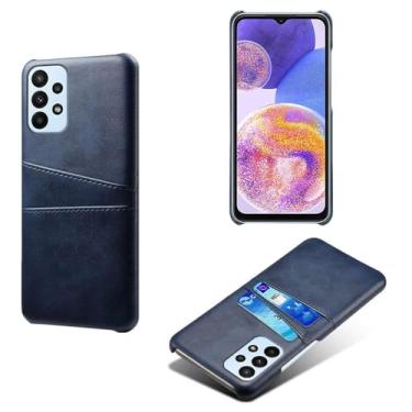Imagem de Capas Compatível com Samsung Galaxy A23 5G,Caso de couro PU-Tampa de telefone a prova de choque com 2 slots de cartão,Proteção anti-impressão digital e anti-gota-Blue
