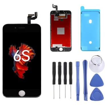 Imagem de Substituição de tela para iPhone 6S de 4,7 polegadas, tela LCD e digitalizador de substituição modelo A1633, A1688, A1700 Ferramenta de montagem e reparo (preto)