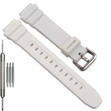 Imagem de Pulseira de borracha masculina série F108WH compatível com Casio A158WA AE1200WH A168WA W800HG MRW200H W218H (pulseira branca com fivela de aço)
