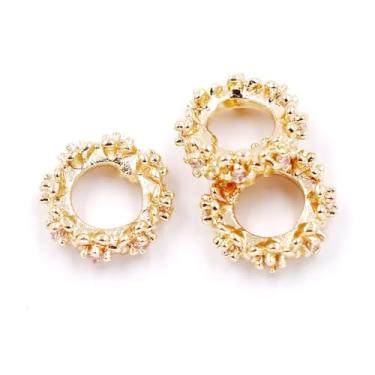 Imagem de Malahill Contas espaçadoras de zircônia cúbica para fabricação de joias 20 peças 8 x 3 mm ouro 14k