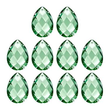 Imagem de PATIKIL Pingentes de cristal K9, contas de gota, pacote com 10 peças de prismas de lustre de 38 mm, contas de grade penduradas, lâmpada DIY para decoração de artesanato, verde