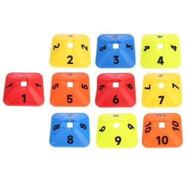 Imagem de Aymzbd 10x Cones de Futebol, Marcadores, Equipamento de Treinamento, Portátil, Cones de Marcação, Marcadores de de Campo para Treinamento de Aptidão