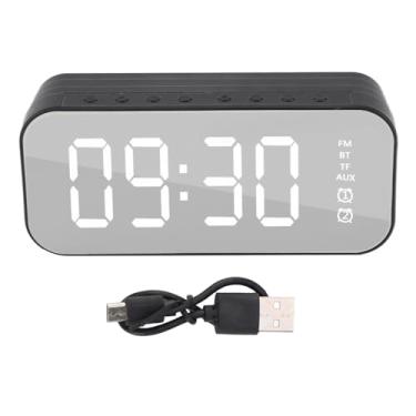 Imagem de Relógio de despertador do alto -falante Bluetooth Relógio de espelho retro elegante com som poderoso com som multifuncional para o quarto de escritório abds de plástico 5,65 x