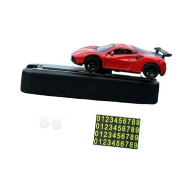 Imagem de Milageto Acessórios Automotivos Modelo de Carro 1/64 com Placa de Estacionamento Temporária, Decoração Central Universal E Dinâmica, Vermelho, Tamanho real
