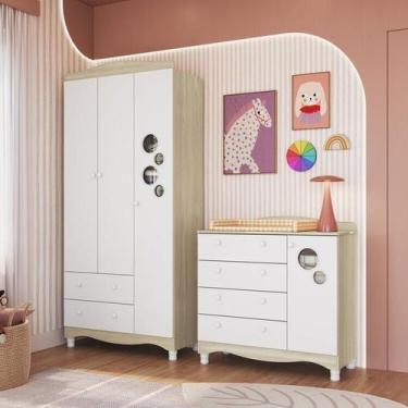 Imagem de Conjunto para Quarto Infantil com Guarda-roupa e Cômoda Trocador Encan