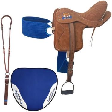 Imagem de Sela Vaquejada Para Cavalo Semi Profissional Selim De Couro Marrom - s