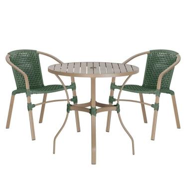 Imagem de 02 Cadeiras Floripa E Mesa Roma 100cm Fendi Trama Verde