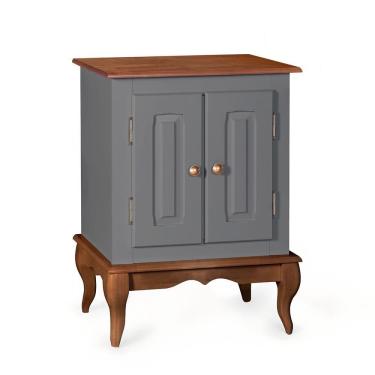 Imagem de Gabinete para Banheiro 2 Portas com Pés Luiz XV Dália 3057 - Cinza/Imbuia Glazer