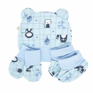 Imagem de kit Touca, Luvas e Sapatinhos Baby Joy, Bichos azul