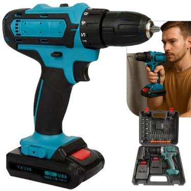 Imagem de Parafusadeira Furadeira Compacta Completa Sem Fio 2 Baterias 48v 110V 