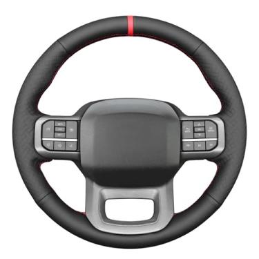 Imagem de MEWANT Capa de volante de couro sintético em relevo preto liso DIY para Ford F150 Lightning F350 2024 Expedition