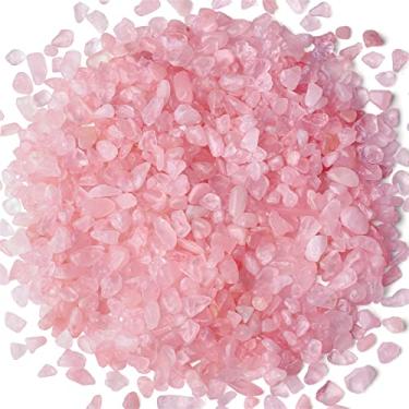 Imagem de Conjunto de pedras preciosas em massa de cristal de cura de quartzo rosa, pedras trituradas, cristais triturados, pedras naturais para decoração de rochas-tinteiro Reiki equilíbrio de energia, meditação, cascalho de aquário 0,22 kg