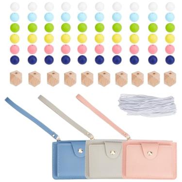 Imagem de NICENEEDED Kit de conjunto de contas de silicone, 70 peças de contas redondas de borracha macia de 15 mm para chaveiro, pulseiras sortidas, miçangas coloridas para artesanato, canetas, chaveiros