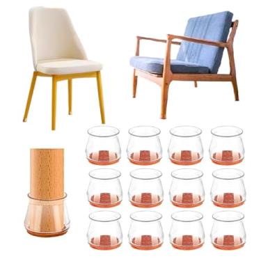 Imagem de Kit Protetor De Pé Para Cadeira E Mesa Móveis Silicone Feltro Não Risca Proteção Superfície Redondo Quadrado Flexível Transparente Pés Pezinho Pernas Capas (16, 3,5 cm Quadrado)