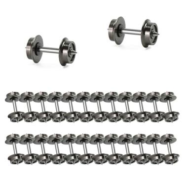 Imagem de Evemodel Conjuntos de rodas de metal em escala N 6 pares/12 pares de rodas CC eixo de metal para trens Fleischmann HP11150 (24)