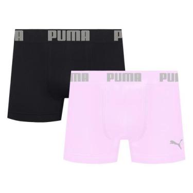 Imagem de Kit 2 Cuecas Puma Boxer Sem Costura Masculina, Preto, Rosa, M