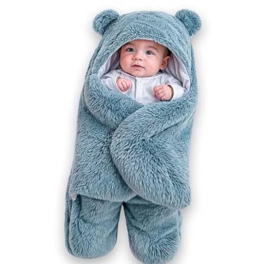 Imagem de Cueiro Charutinho Saco De Dormir Para Bebe Inverno Ursinho (Azul)