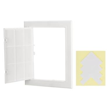 Imagem de PATIKIL Painel de acesso para drywall 25 x 20 cm, 1 conjunto de plástico ABS capa de orifício de parede porta de acesso com fita dupla face para teto de parede elétrica, branco