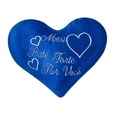 Imagem de Almofada Coração Pelúcia Velboa Bordado Frases Românticas - Vitor Bord