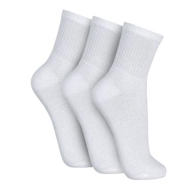 Imagem de Kit 3 Pares Meia Branca Cano Médio Alto Somellos Leve e Macia do 32 ao 42
