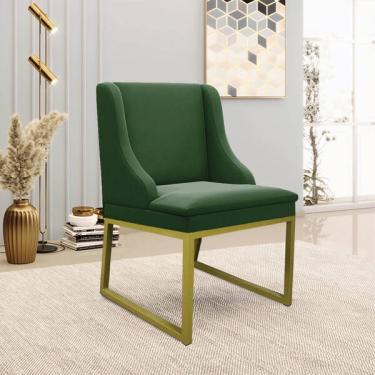 Imagem de Cadeira Sala De Jantar Industrial Dourado Liz Suede D03 - D'r