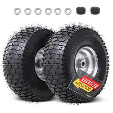 Imagem de USCaster Pneus para cortador de grama sem câmara de 15 x 6,00 a 6 nhs (pacote com 2), pneus dianteiros de substituição para cortador de grama, compatível com cortadores de grama e trator de grama