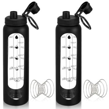 Imagem de LemonRoad 2 garrafas de vidro para coqueteleira de proteína, 1 litro com 2 bolas de aço inoxidável, conjunto de copos coqueteleiros para misturas de proteína, misturador de pó, garrafa de água para