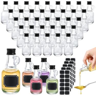 Imagem de ZUQIAN 36 garrafas de xarope de vidro de 50 ml, mini garrafas vazias de xarope de bordo com alça de laço, recipientes reutilizáveis de vidro transparente para xarope de bordo, pequenos frascos de