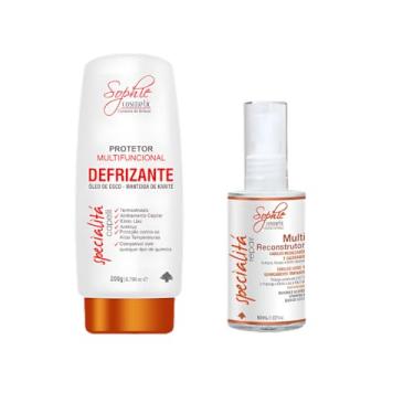 Imagem de Kit Proteção Térmica, Defrizante Multifuncional 200ml com Óleo de Coco e Manteiga de Karité, Reparador de Pontas MultiReconstrutor 60ml