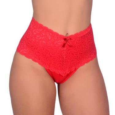 Imagem de 5 Calcinhas Cinta Cintura Alta Renda Luxo Modeladora Atacado - Larah L