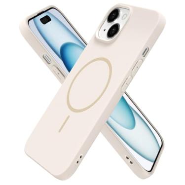 Imagem de Oakxco Capa de silicone para iPhone 15 Plus 14 Plus, capa magnética fina para celular compatível com carregamento sem fio Magsafe, capa de gel de borracha macia estética feminina fofa para mulheres e