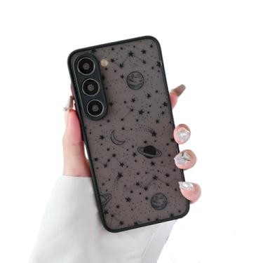 Imagem de ZTOFERA Capa protetora para Samsung Galaxy S23 5G, capa protetora com padrão planeta céu estrela translúcida fosca rígida PC traseira à prova de choque para Galaxy S23 6,1 polegadas - preta