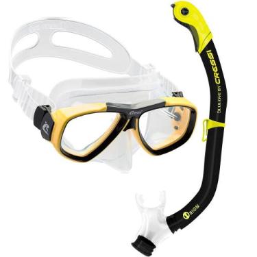 Imagem de Kit de Mergulho Máscara+Respirador Cressi Focus + Orion Dry, Amarelo