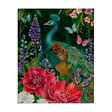 Imagem de Stupell Industries Design de arte de parede em tela pavão com motivo de jardim por Nicole Tamarin, 50 x 40 cm