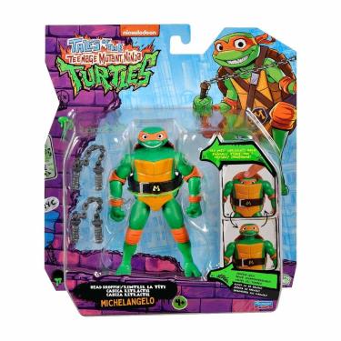 Imagem de Boneco Michelangelo 10cm Cabeça Retrátil As Tartarugas Ninja