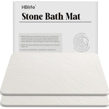 Imagem de HBlife Tapete de banho de pedra, tapete de banho multiuso de terra diatomácea de 59,7 cm x 38 cm para banheiro, tapete de secagem de pedra para balcão de cozinha, tapete de tigela de água para cães