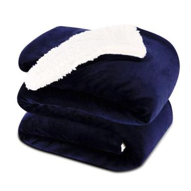 Imagem de Cobertor NANPIPER Warm Sherpa Fleece King Size azul marinho