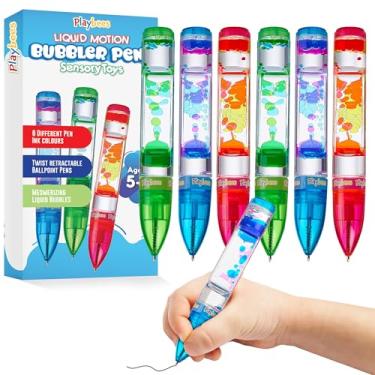 Imagem de Canetas Liquid Motion Bubbler legais para crianças (pacote com 6) – Escreve como uma caneta comum – Canetas temporizador líquidas coloridas ótimas para alívio de estresse e ansiedade – Brinquedos