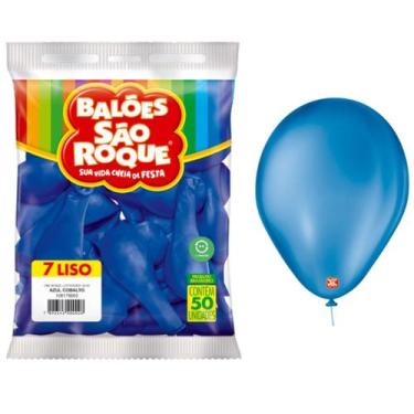 Imagem de Balão Bexiga N 7 Azul Cobalto Com 50 unidades - São Roque